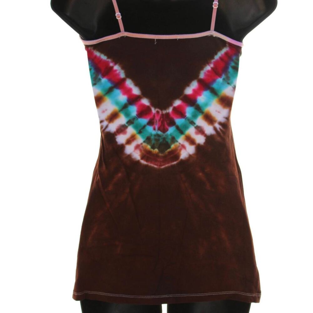 Womens Top Size Large Tie Dye Spaghetti Strap Tank Hippy Deadhead Burner Concert